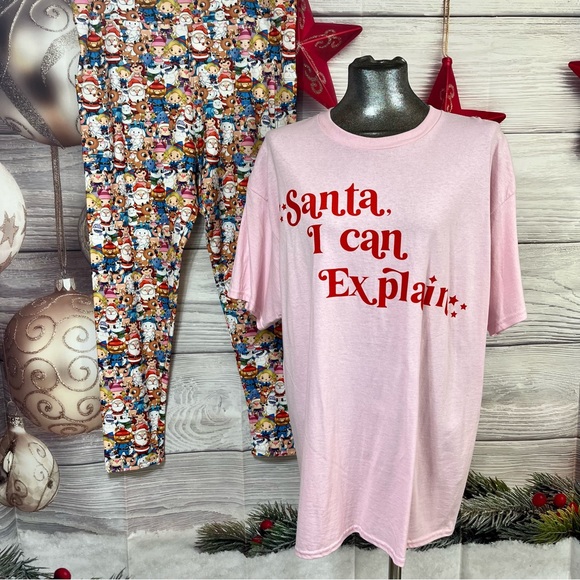 Love Tribe 2XL Christmas T-shirt with Curvy+ Christmas leggings - Picture 2 of 12